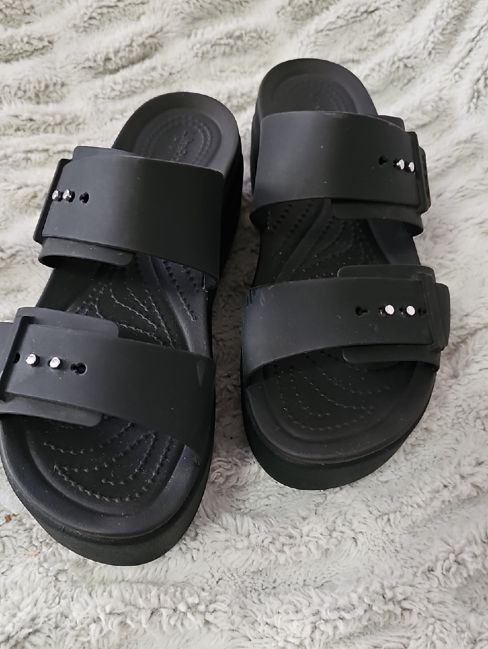 CROCS Black Double Strap Slide Sandals